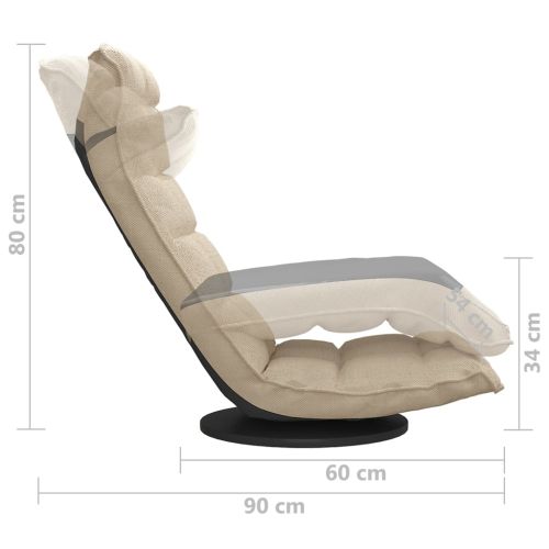 Въртящ се подов стол, кремав, текстил