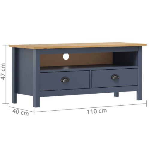 ТВ шкаф Hill сив 110x40x47 см борово дърво масив