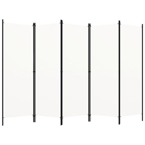 Параван за стая, 5 панела, бял, 250x180 см