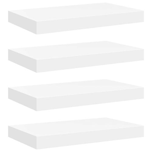 Окачени стенни рафтове, 4 бр, бели, 40x23,5x3,8 см, МДФ