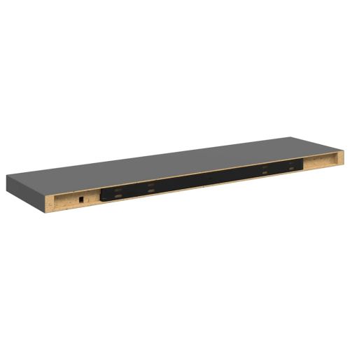 Окачени стенни рафтове, 2 бр, сив гланц, 90x23,5x3,8 см, МДФ