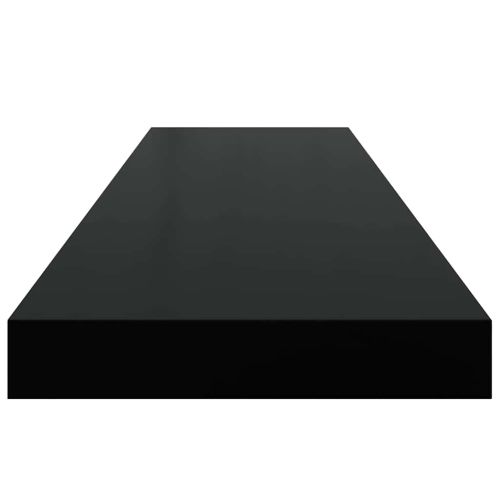 Окачени стенни рафтове, 2 бр, черен гланц, 90x23,5x3,8 см, МДФ