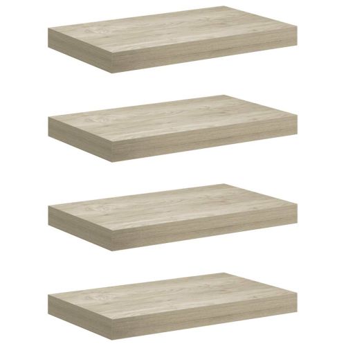 Окачени стенни рафтове, 4 бр, дъб, 40x23,5x3,8 см, МДФ