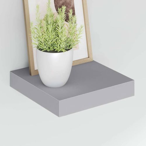 Окачени стенни рафтове, 2 бр, сиви, 23x23,5x3,8 см, МДФ