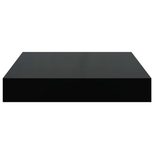 Окачени стенни рафтове, 4 бр, черен гланц, 23x23,5x3,8 см, МДФ