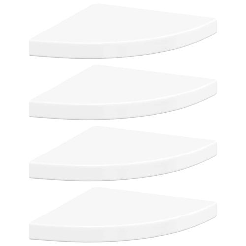323909 Floating Corner Shelves 4 pcs High Gloss White 35x35x3,8 cm MDF