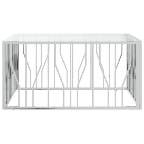 Маса за кафе 100x100x50 cм неръждаема стомана и стъкло