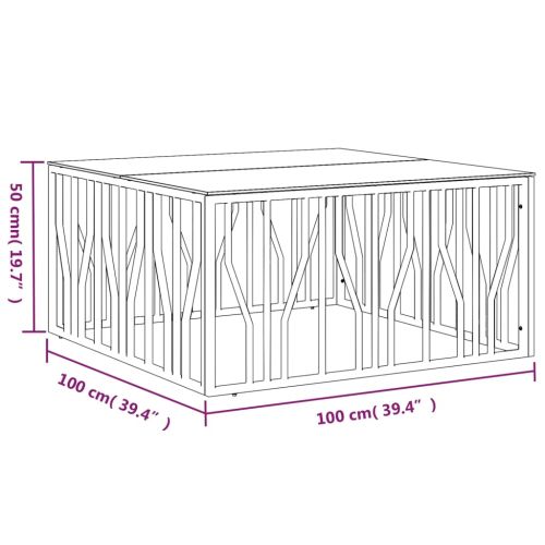 Маса за кафе 100x100x50 cм неръждаема стомана и стъкло