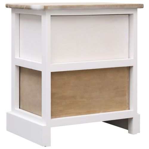 Нощни шкафчета 2 бр бял и естествен цвят 38x28x45 см пауловния