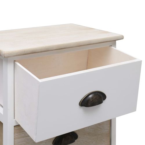 Нощни шкафчета 2 бр бял и естествен цвят 38x28x45 см пауловния