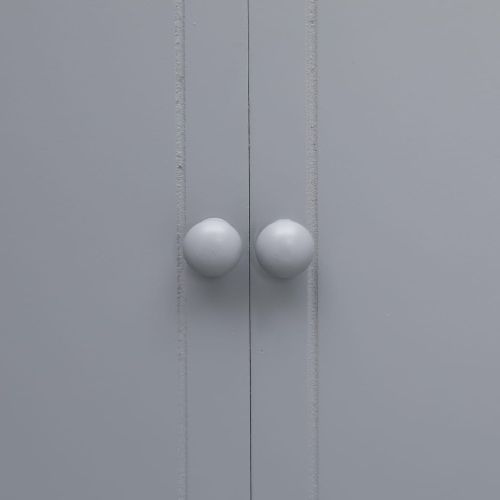 Шкаф за баня, сив, 46x24x116 см, дърво пауловния