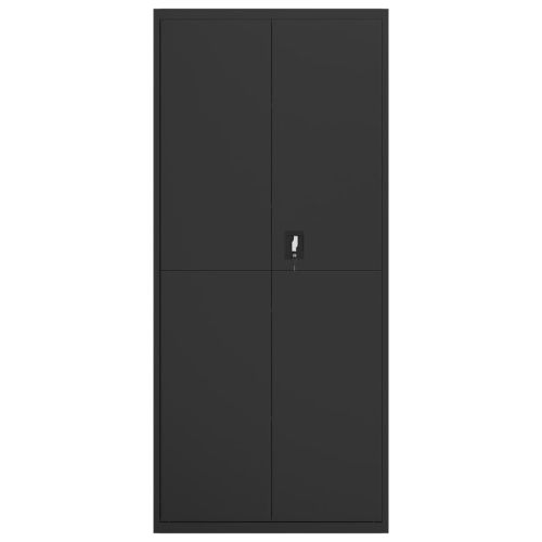 Шкаф за папки черен 90x40x200 см стомана