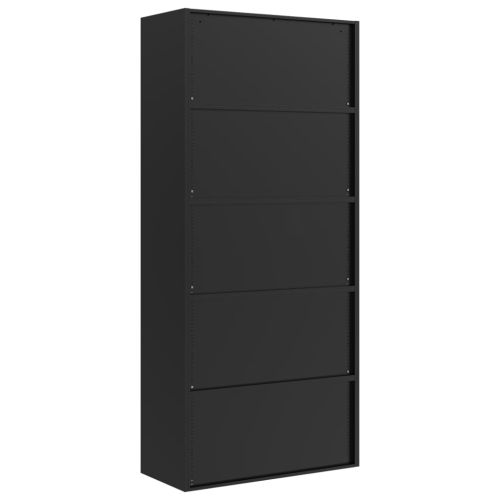 Шкаф за папки черен 90x40x200 см стомана