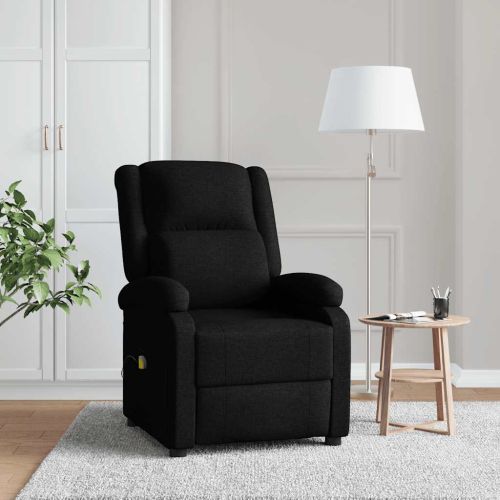 Wingback масажен стол, черен, текстил