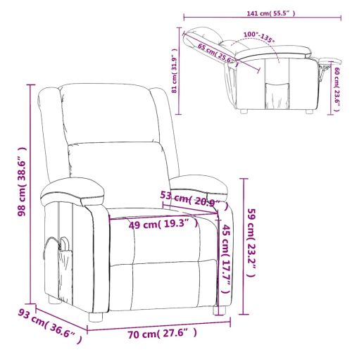 Wingback масажен стол, черен, текстил