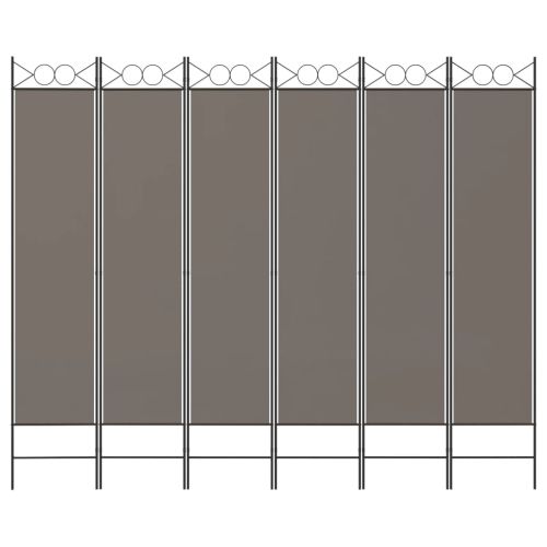 Параван за стая, 6 панела, антрацит, 240x220 cм, текстил