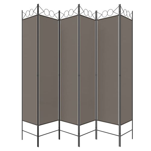 Параван за стая, 6 панела, антрацит, 240x220 cм, текстил