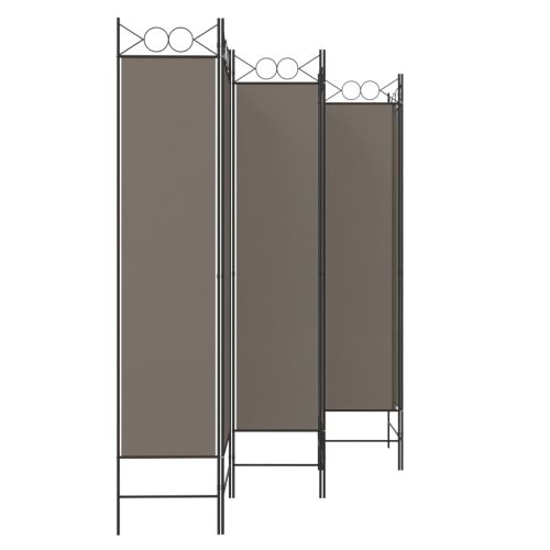 Параван за стая, 6 панела, антрацит, 240x220 cм, текстил
