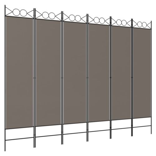 Параван за стая, 6 панела, антрацит, 240x200 cм, текстил