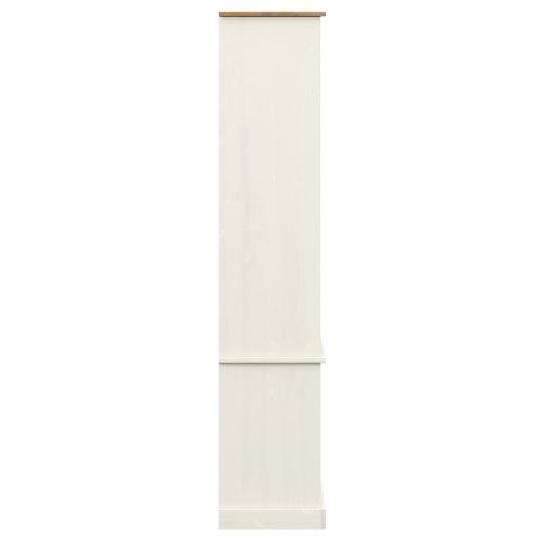 Стъклен шкаф витрина VIGO бял 85x35x170 см бор масив