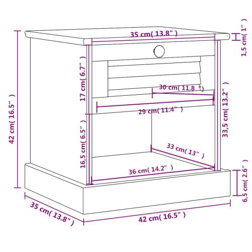 Нощно шкафче VIGO сиво 42x35x42 см бор масив