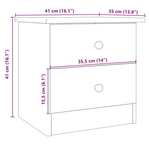 Нощно шкафче бяло ALTA 41x35x41 см бор масив
