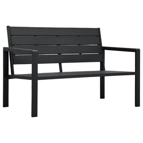 Градинска пейка, 120 cм, HDPE, черна, имитация на дърво