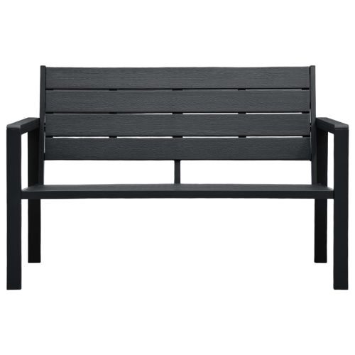 Градинска пейка, 120 cм, HDPE, черна, имитация на дърво