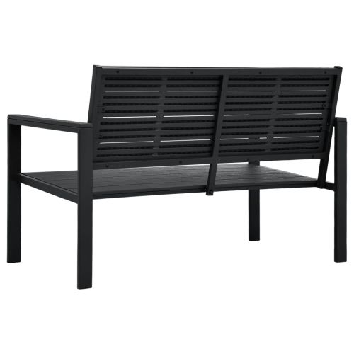 Градинска пейка, 120 cм, HDPE, черна, имитация на дърво