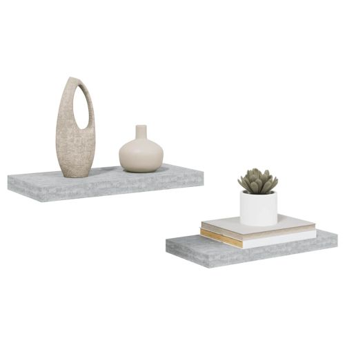 Окачени стенни рафтове, 2 бр, бетонно сиви, 50x23,5x3,8 см, МДФ