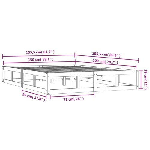 рамка за легло 150x200 см King Size масивно дърво