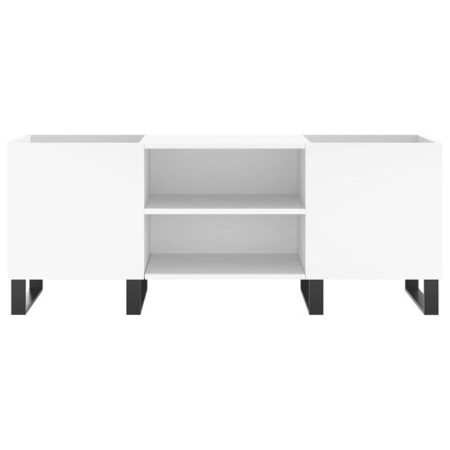 Шкаф за грамофонни плочи бял 121x38x48 см инженерно дърво