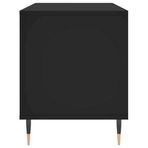 Шкаф за грамофонни плочи черен 100x38x48 см инженерно дърво