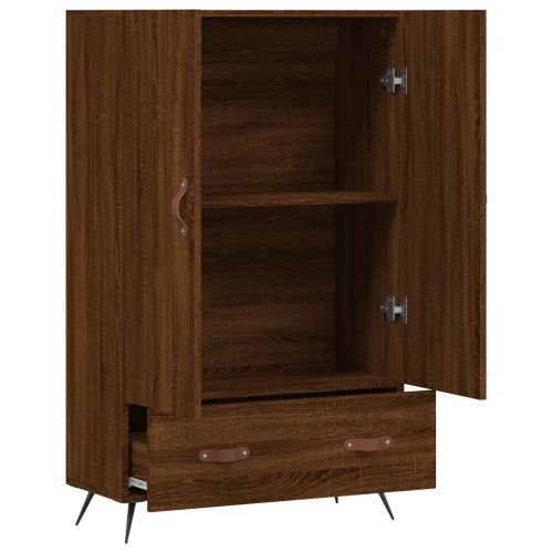 Висок шкаф, кафяв дъб, 69,5x31x115 см, инженерно дърво