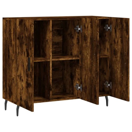 Сайдборд, опушен дъб, 90x34x80 см, инженерно дърво