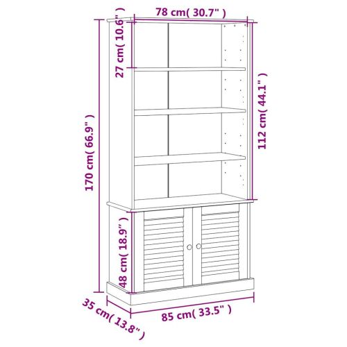 Етажерка за книги VIGO 85x35x170 см бор масив