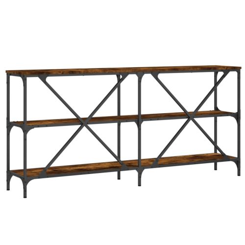 Конзолна маса опушен дъб 160x30x75 см инженерно дърво и желязо