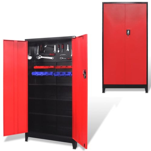 Шкаф за инструменти с 2 врати, стомана, 90x40x180 cм