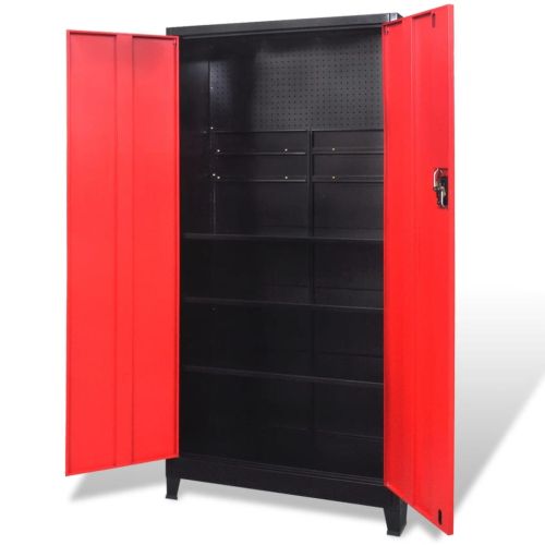 Шкаф за инструменти с 2 врати, стомана, 90x40x180 cм