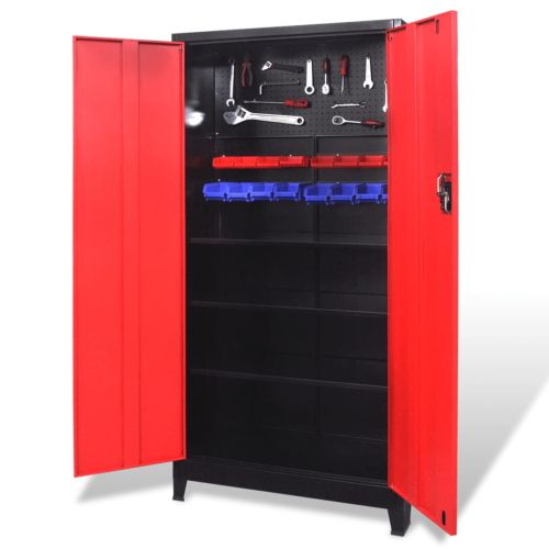 Шкаф за инструменти с 2 врати, стомана, 90x40x180 cм