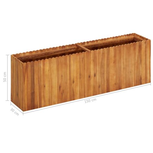 Градинска повдигната леха, 150x30x50 см, акациево дърво масив