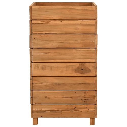 Повдигната леха 50x40x72 см рециклирано тиково дърво и стомана