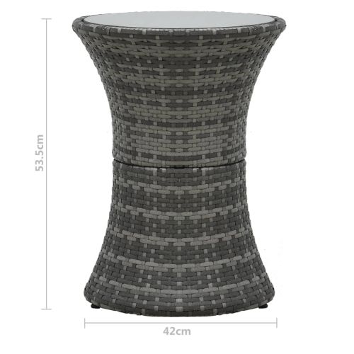 Бистро комплект, 3 части, с възглавници, полиратан, сив