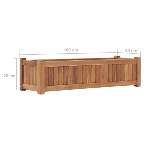 Повдигната леха, 100x30x25 см, тиково дърво масив