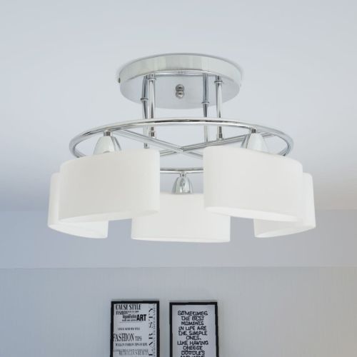 Лампа за таван с елипсовидни абажури, 5 крушки Е14, 200 W