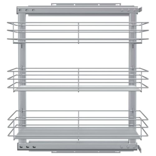 Издърпваща се кошница за кухня 3 нива сребриста 47x35x56 см