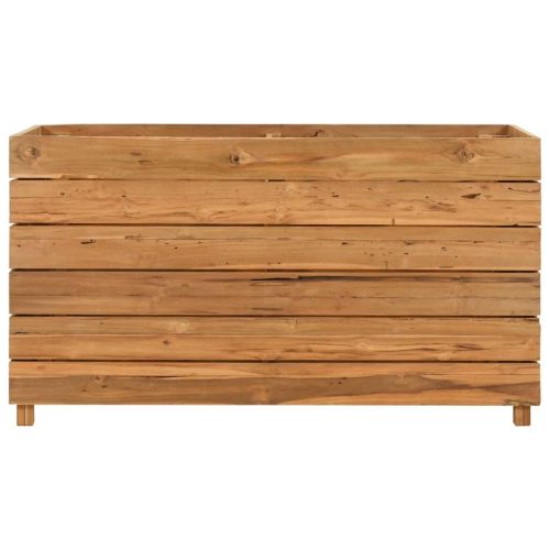 Повдигната леха 100x40x55 см рециклирано тиково дърво и стомана