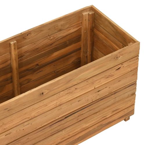Повдигната леха 100x40x55 см рециклирано тиково дърво и стомана