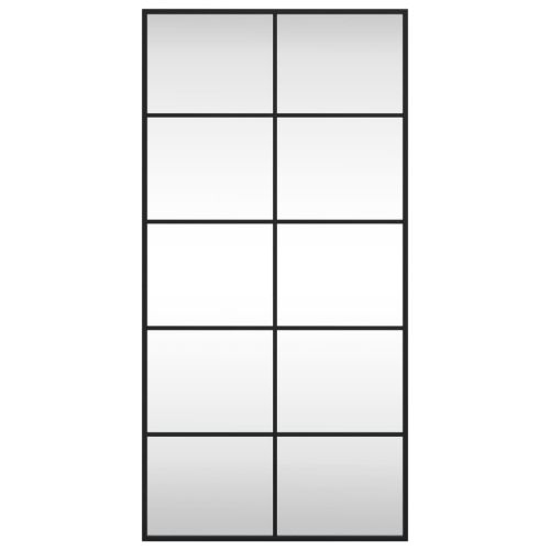 Стенно огледало, черно, 50x100 см, правоъгълно, желязо