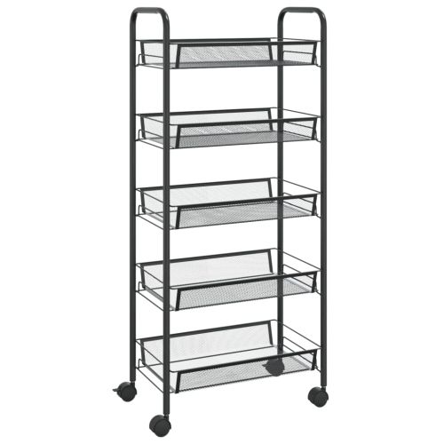 Кухненска количка на 5 нива, черна, 46x26x105 см, желязо